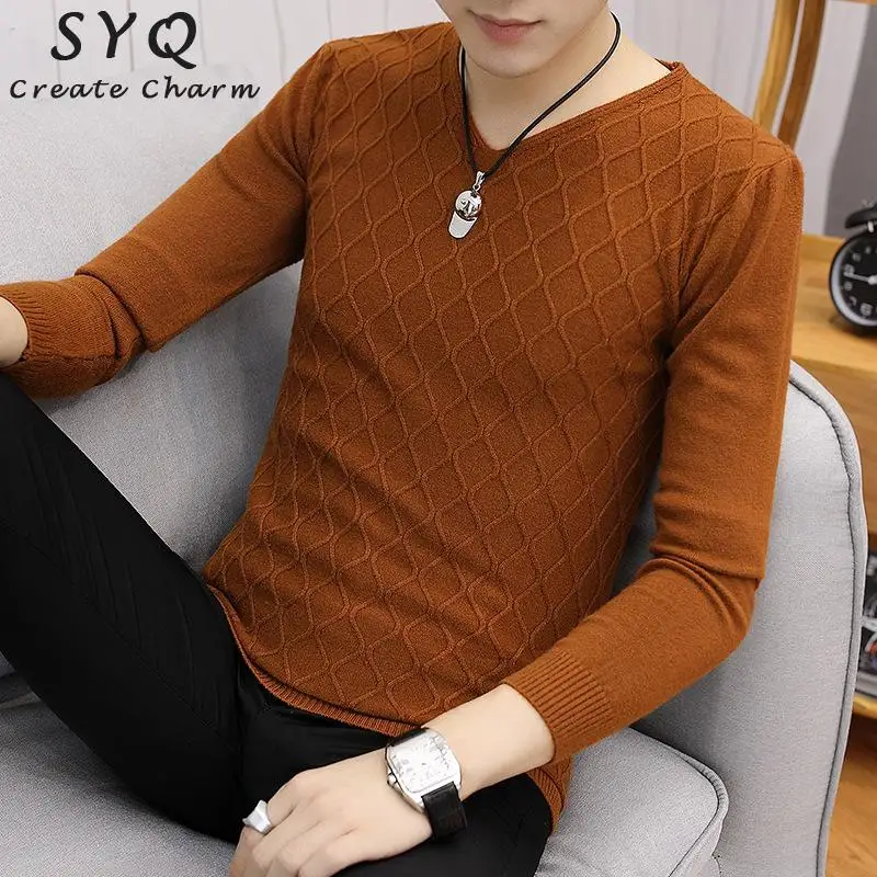 

New Autum Knitting Casual Sweater Men Long Sleeve Pullovers Outwear Man V-Neck sweaters Tops Loose Solid Fit Knitting Clothing