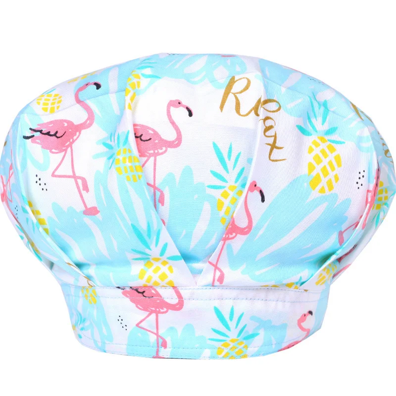 Viaoli unisex Chef Hat Kitchen Sanitation Cap Canteen Restaurant printing Food service Bakery work hat Female Baking Ventilation