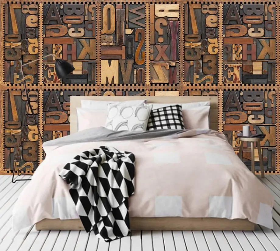 customize 3D wallpaers Woodcarving English alphabet wallpaper 3d for bedroom Living room hotel roll | Обустройство дома