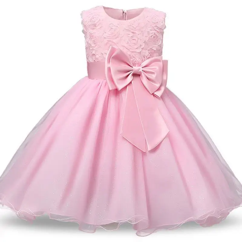 Популярные детские праздничные костюмы принцессы с бантом для девочек - Цвет: pink