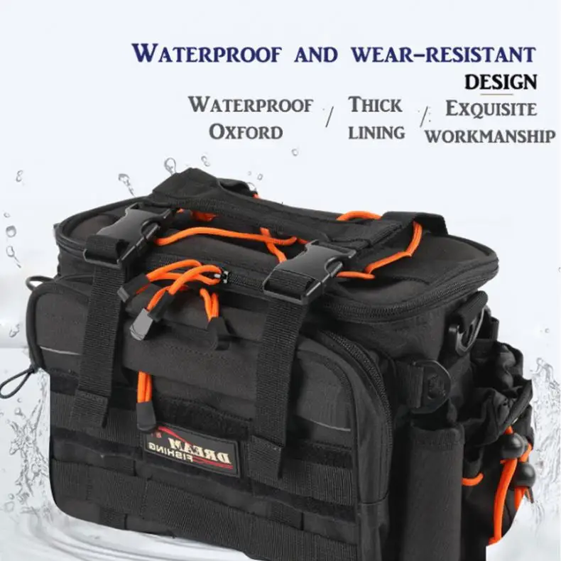 29 x 22 x 18cm Multifunctional Waist Shoulder Messenger Fishing Tackle Bag with 2 Double Sides Lures Box