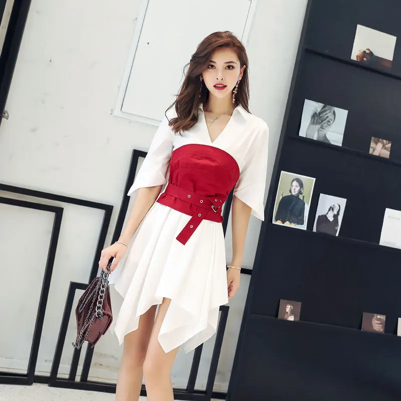 red white shirt dress