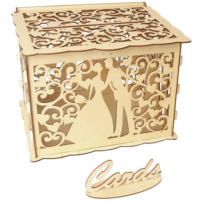 Hollow Design Diy Wedding Card Box With Lock And Sign Gift Rustic Money Anniversary | Дом и сад