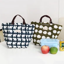 В скандинавском стиле сумки для обедов хлопковая линия Детская сумка для хранения мультфильм дети термоизоляционный для продуктов сумки для пикника Tote домашняя Термосумка для еды