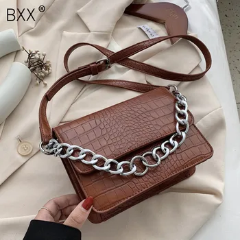 

[BXX] Vintage Stone Pattern PU Leather Mini Crossbody Bags For Women 2020 Winter Women's Trend Branded Chain Hand Bags HO599