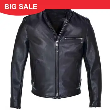 

2020 Black Men Classic Racer Leather Jackets Large Size XXXXL Genuine Horsehide Russian Autumn Slim Fit Bike's Leather Coat ’