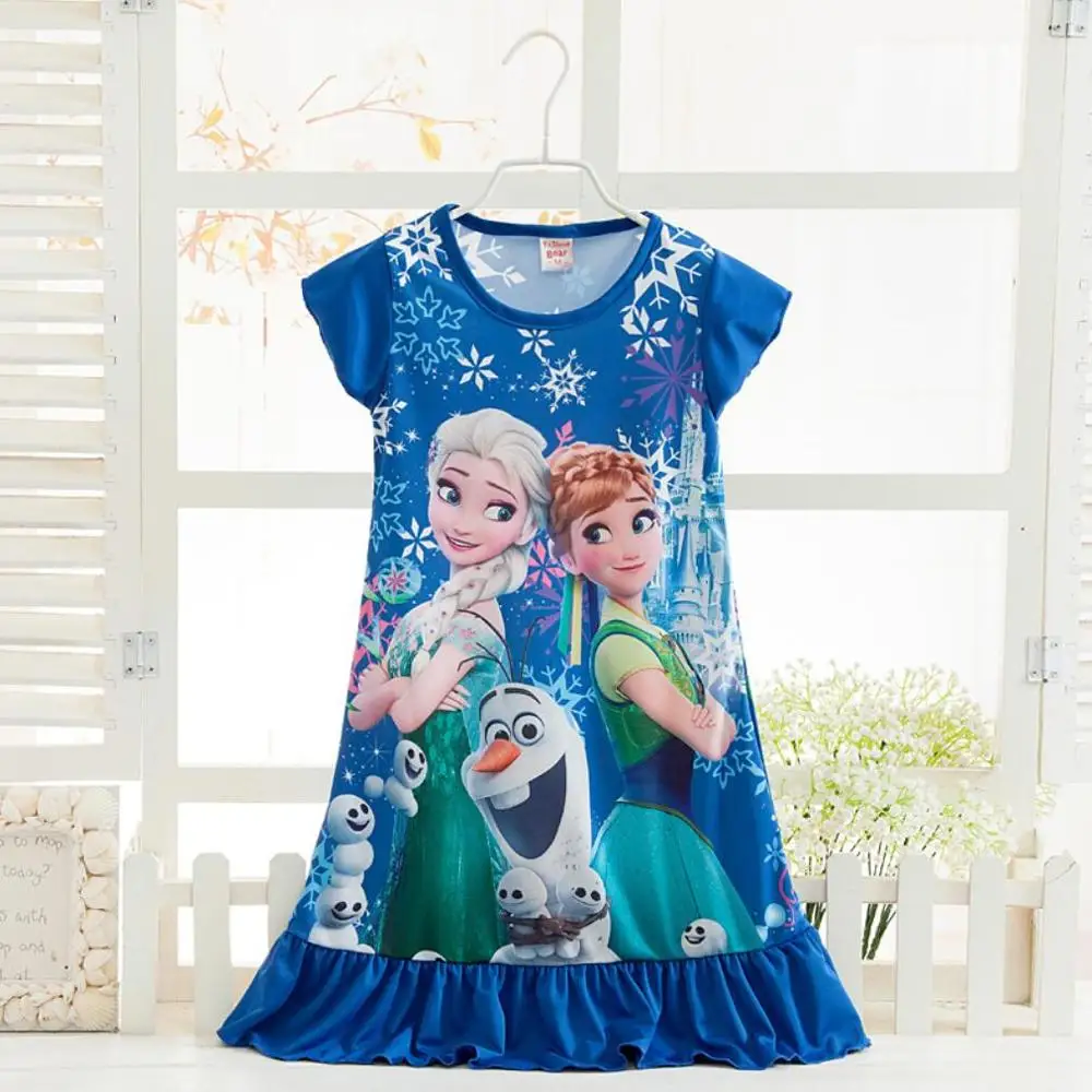Летнее платье для девочек; маскарадный костюм; платье Снежной Королевы Эльзы и Анны; детская шелковая ночная рубашка; фантазия; платье Рапунцель; пижама для девочек - Цвет: picture