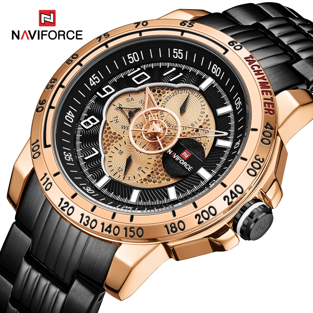 NAVIFORCE часы мужские s водонепроницаемые аналоговые часы модные часы из нержавеющей стали Мужские Спортивные кварцевые наручные часы Relogio Masculino