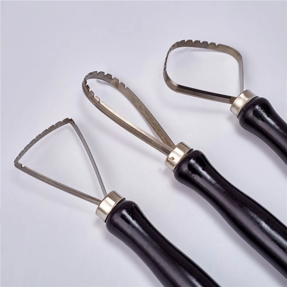 3 шт. инструмент для резьбы из нержавеющей стали с нож деревянной ручкой глиняная