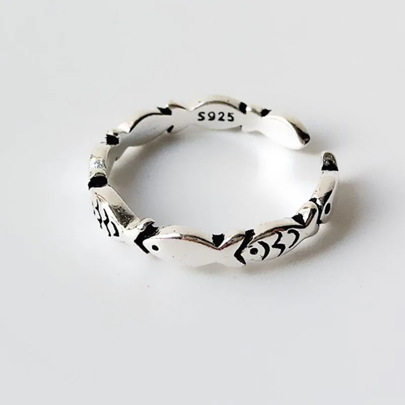 Boho Vintage Silver Color Fish Rings for Women Lover Finger Ring Valentines Day Gifts Creative Adjustable Opening Ring Jewelry finger ring silver ring opening ring adjustable rings animal ring