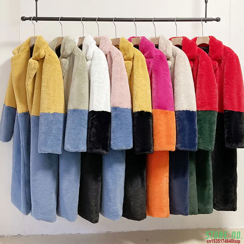 Chaqueta Parka de piel sintética para mujer, abrigo largo peludo con solapa, abrigo grueso y cálido de talla grande, abrigos de felpa para invierno