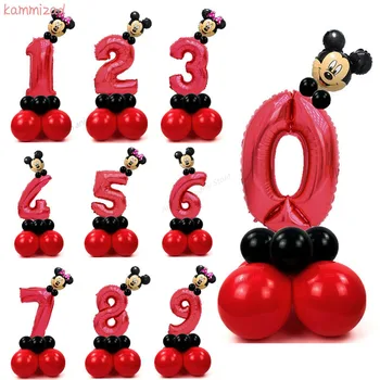 

Disney Mickey Mouse Balloon Minnie Party Decorations for Home Number Balloon Guide Children's Birthday Party Gifts for Girls