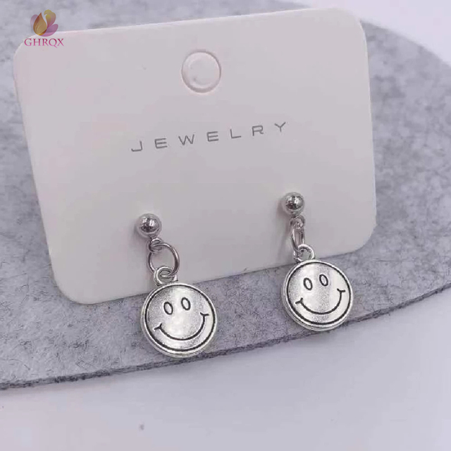 Cute Round Similing Face Smiley Earrings Punk Jewelry For Cool Women Girl Friendship Gifts