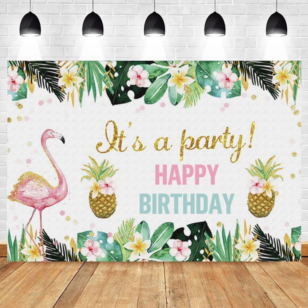 

Yeele Flamingo Tropical Plant Flower Backdrop Photography Newborn Baby Shower Birthday Background Photophone For Photo Studio