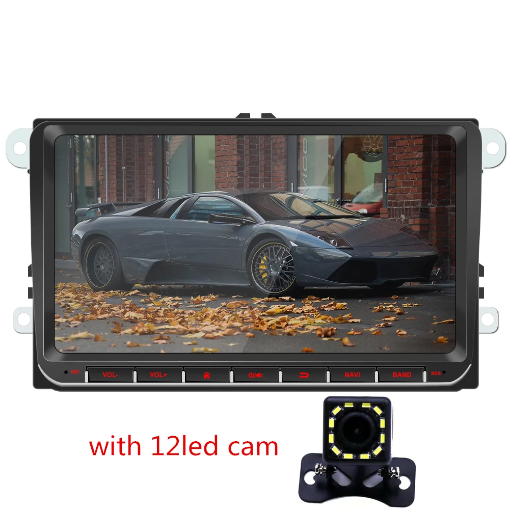 with 12led cam Авторадио двойной 2 Din 9 дюймов Android 8,1 автомобильный AUX FM радио gps сенсорный экран HD для Volkswagen VW - Цвет: with 12led cam