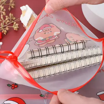

Merry Christmas A5 Transparent PVC Document Bag File Stationery Organizer Student Folder Gifts L2R3