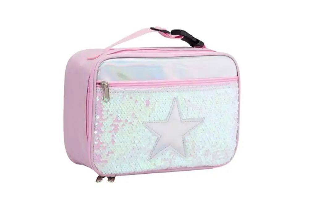 Pink star Детская Термосумка для пищи с блестками, органайзер для пищевых напитков, сумка-тоут, многоразовый для обеда, сумка-холодильник, Термосумка для детей и женщин - Цвет: Pink star