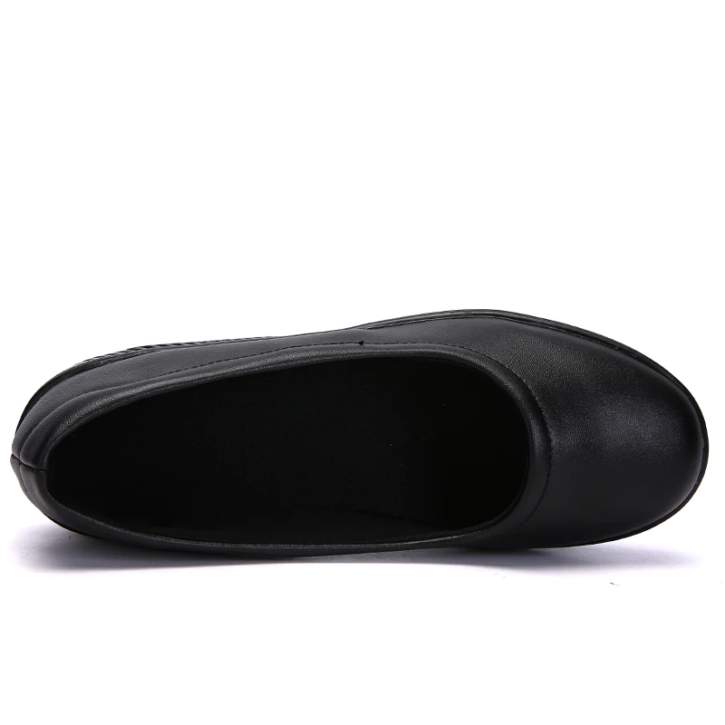 Women Flat Platform Toning Shoes Slip on Ladies Leather Casual Walking Shoes Outdoor Women Wedge Black White Slimming