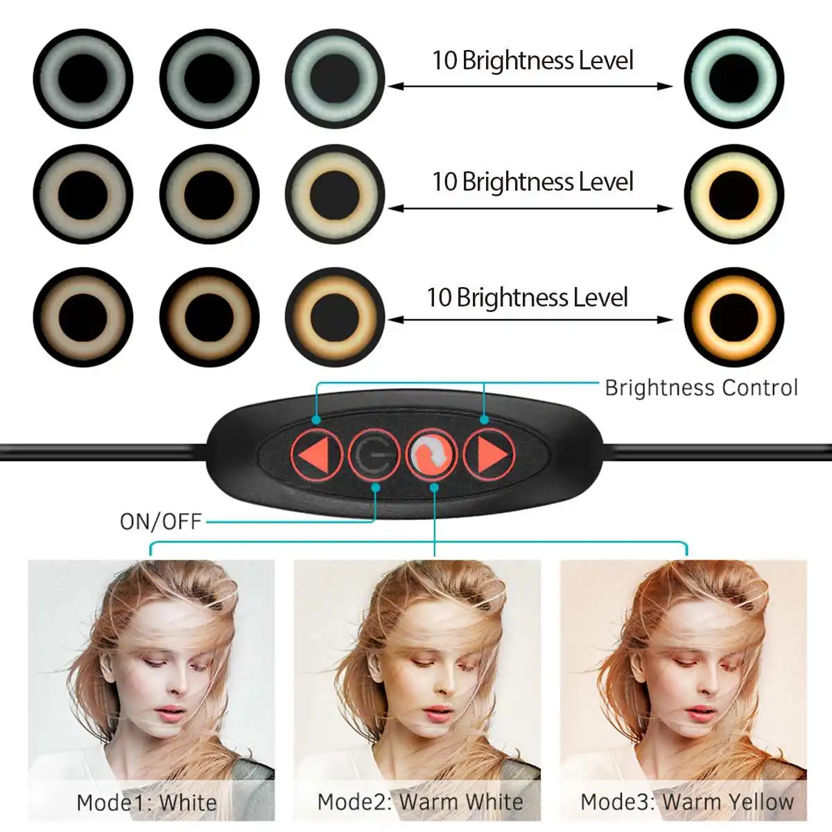 Anneau Lumineux Maquillage Lampe 32cm 18W LED USB Portable Selfie  Photographie Support de Téléphone Trépied Stand Éclairage