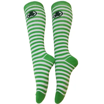 

Women Girls Fashion Irish St. Patrick Festive Stripe Middle Tube Socks High Quality Striped Shamrock Socks 0130