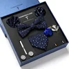 Necktie set for Men Silk Butterfly Tie Hanky Cufflinks Cufflinks Tie Clips and Lapel Pin Set