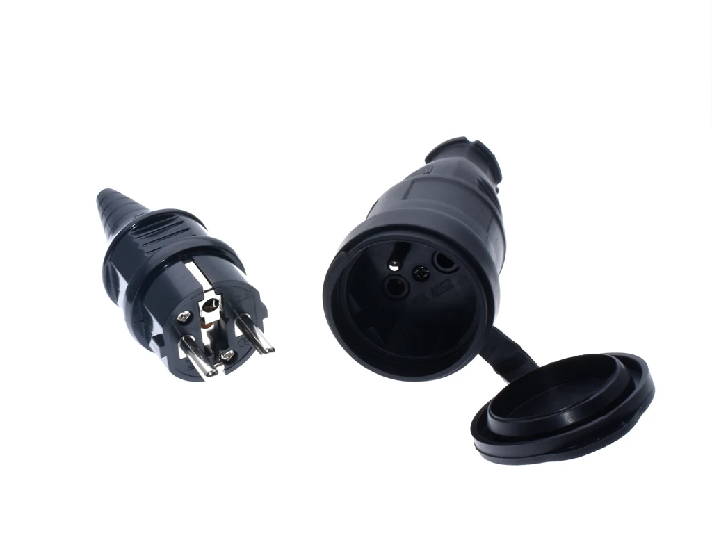 

French waterproof male and female electrical rubber plug and socket ,IP44 220-250V 16A with cover