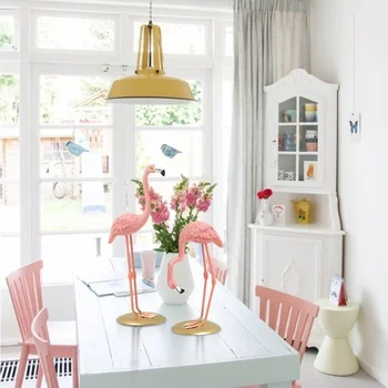 Wysokiej jakości eleganckie różowe flamingi Ornament z żywicy do dekoracji wnętrz salon Tabletop pulpit sztuczny ślubny wystrój domu tanie i dobre opinie CN (pochodzenie) Zwierząt Europejska WS839956 - WS839958