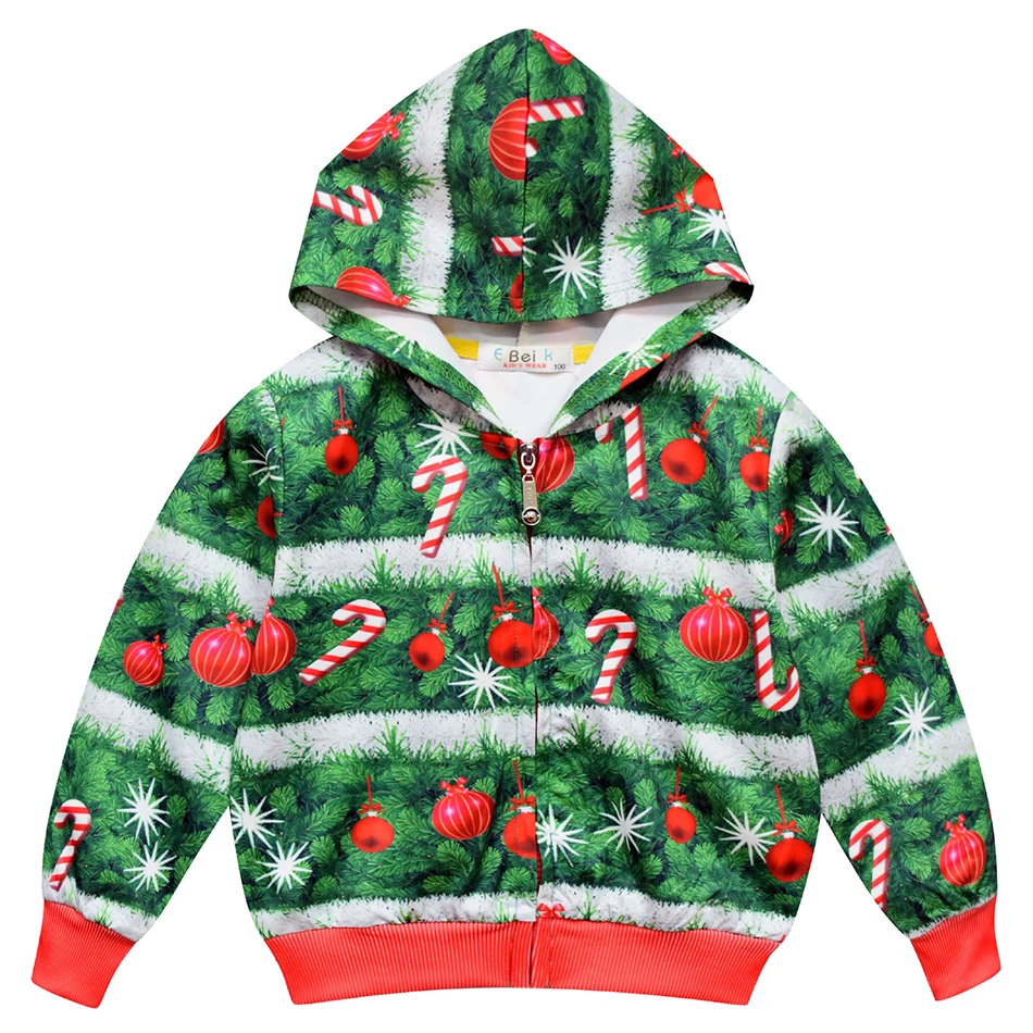 Green Coat Детская куртка с капюшоном и принтом Санта-Клауса; Пальто с рождественской елкой для мальчиков и девочек; Осенняя детская одежда; От 2 до 7 лет; цвет красный, зеленый; повседневная одежда - Цвет: Green Coat