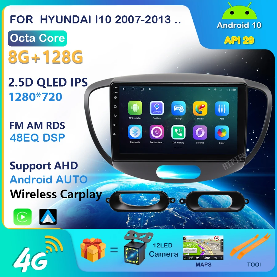 Автомагнитола 9 дюймов для HYUNDAI I10 2007-2013 автомагнитола HD мультимедийный