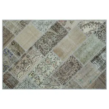 

Handmade Beige Vintage Overdyed Patchwork Area Rug 120x180 Cm-3'11''X5'11''