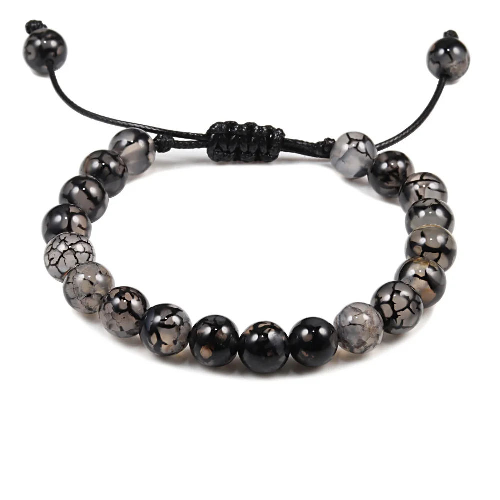 black Pulseiras натуральная Лава регулируемый браслет из бисера и браслеты ювелирные изделия эластичные молитвенные браслеты на запястье пара femme Прямая - Окраска металла: black