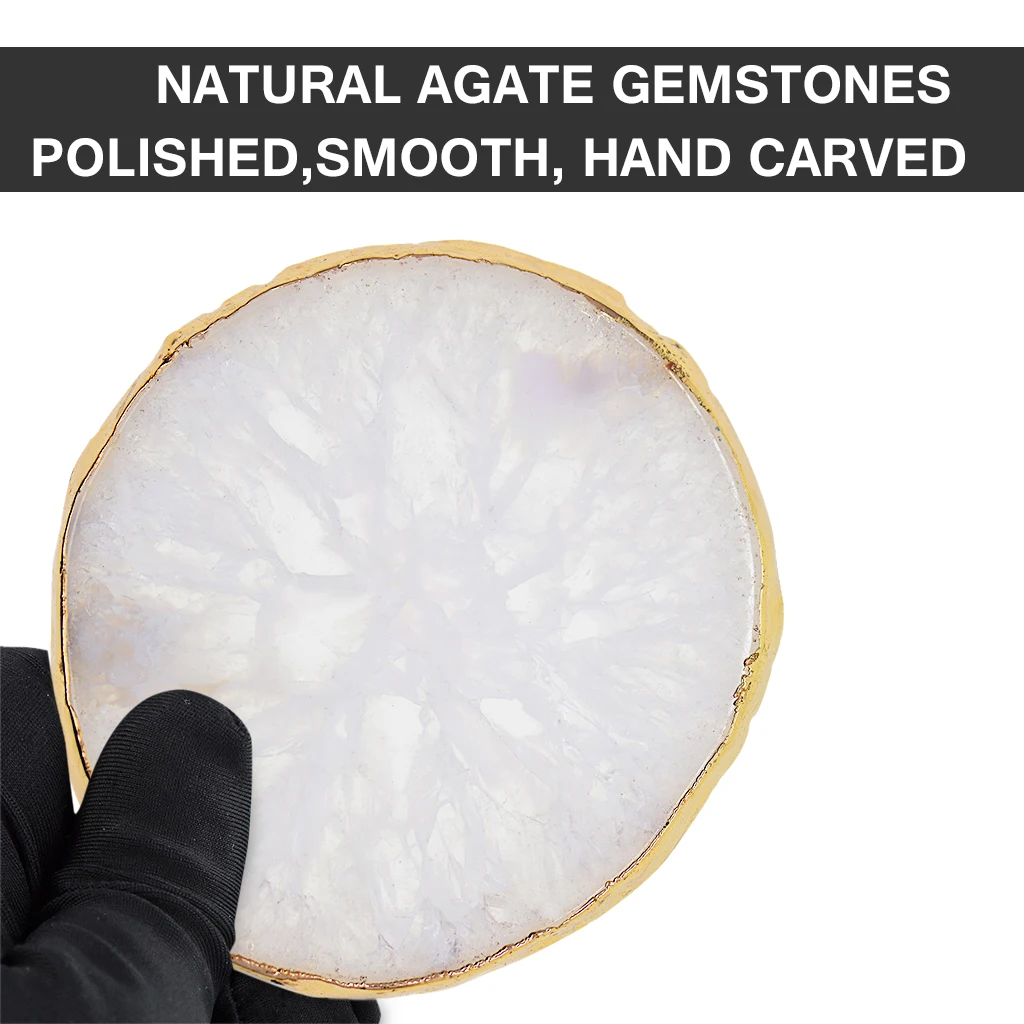 4Pcs Natural Agate Slices Geode Stones,Beverage Coasters Cup Mat,Irregular Crystals Collection Home Decoration Drink Gift