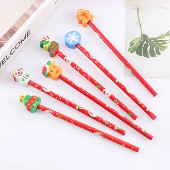 

3Pcs Christmas Pencils Santa Claus Snowman Rubber Pen Students Stationery School Office Supplies New Gifts Writing Instruments