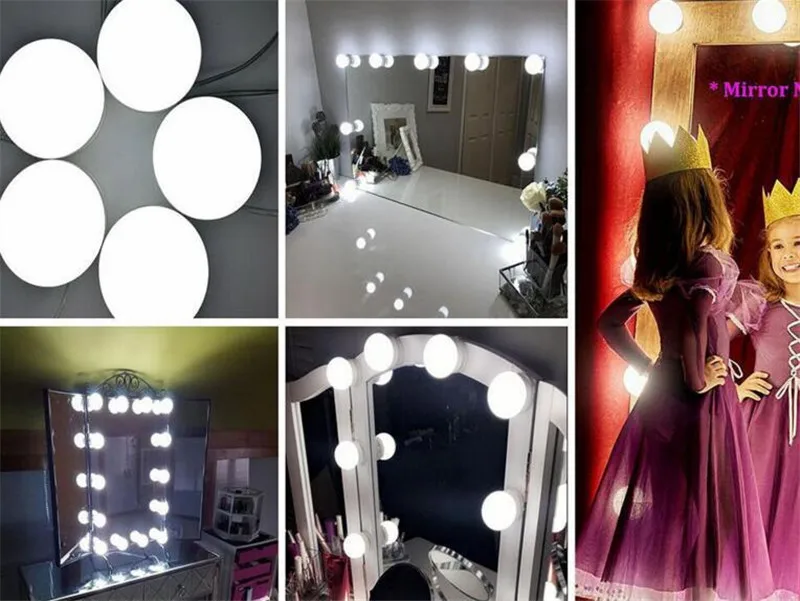 Dropship New Makeup Mirror Vanity LED Light Bulbs Kit USB Charging Port Cosmetic Lighted Make up Mirrors Bulb Adjustable Lights