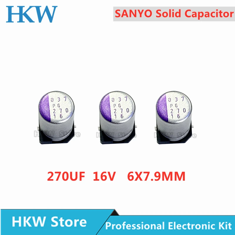 10 pces 270uf 16v sanyo pg série