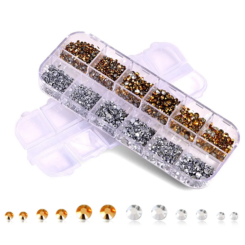 Смешанные размеры 2000 шт. стразы для дизайна ногтей блестящие маникюрные