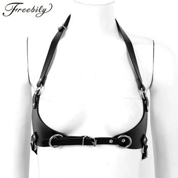 

Women Girls Fashion Punk PU Leather Adjustable Harness Bra Belts Sexy Lingerie Body Bondage Caged Bralette Gothic Bra Garters