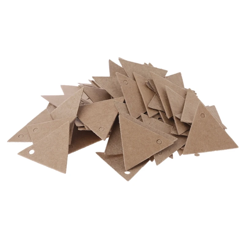 

100x Vintage Triangle Brown Wedding Party Favor Hang Tags Paper Labels Gift Card