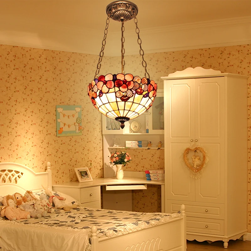 

Europe Nature Shell Pendant Light Flower Bedroom Stairway Lobby Living Bed Room Hanging Light E27 luminaire