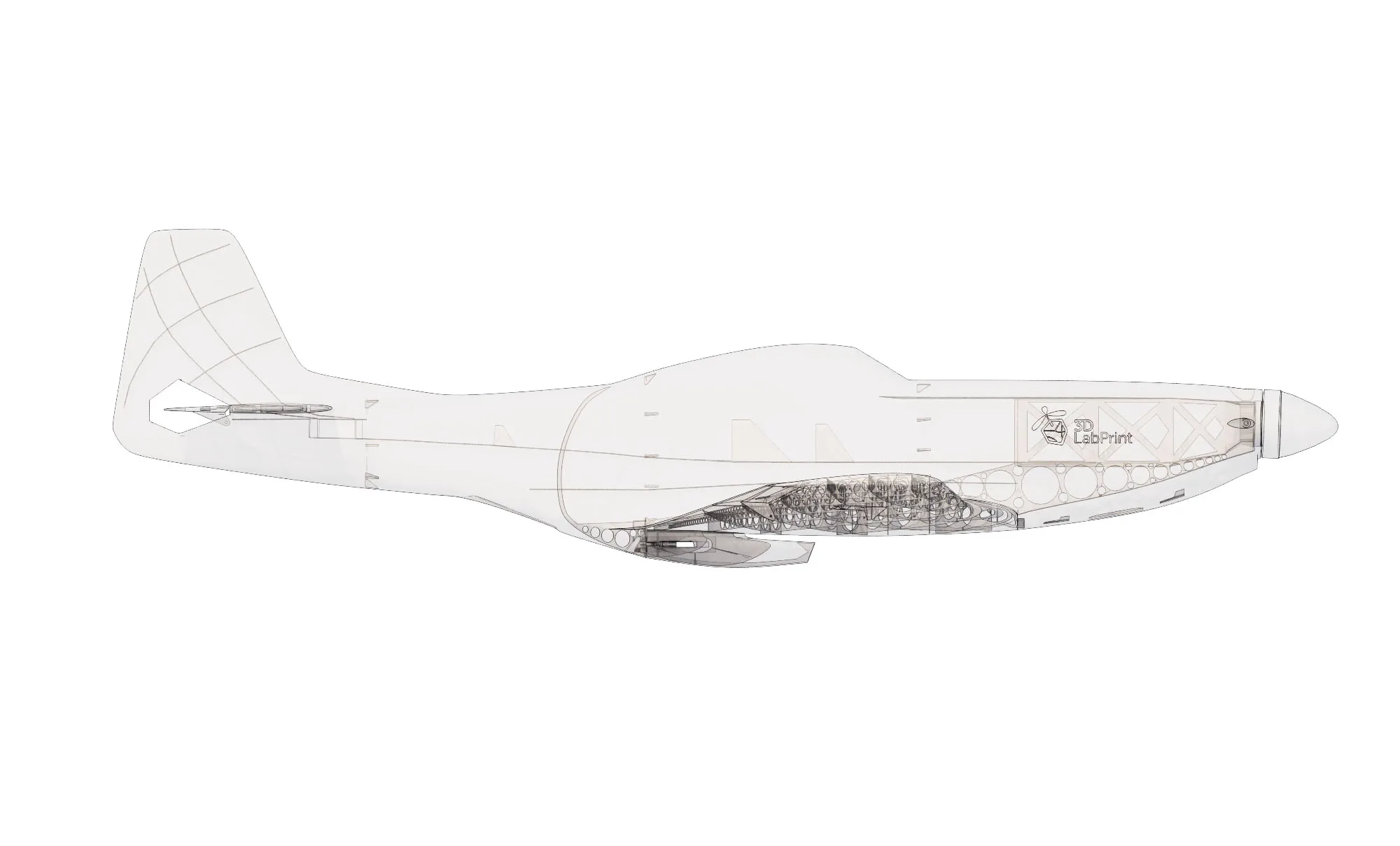 3D печатная P51-D модель самолета с фиксированным крылом