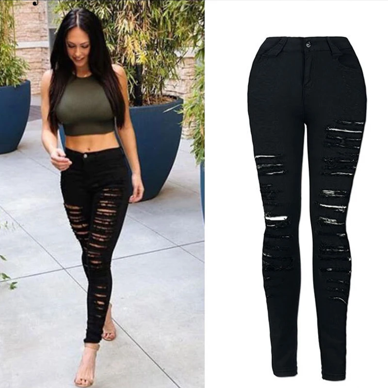 Women Jeans Street Fashion Full Length Ripped Fit Elastic High Waist Denim Leggings Large Casual Sexy Vaqueros Mujer Female Jean Women Jeans Street Fashion Full Length Ripped Fit Elastic High Waist Denim Leggings Large Casual Sexy Vaqueros Mujer Female Jean