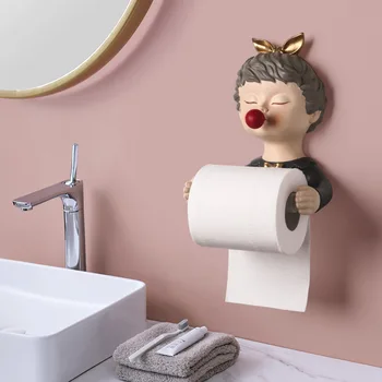 

Resin Toilet Roll Paper Holder Toilet Girl Tissues Box Hanging Washroom Wall Home Decoration Bathroom Face Towel Storage Shelf