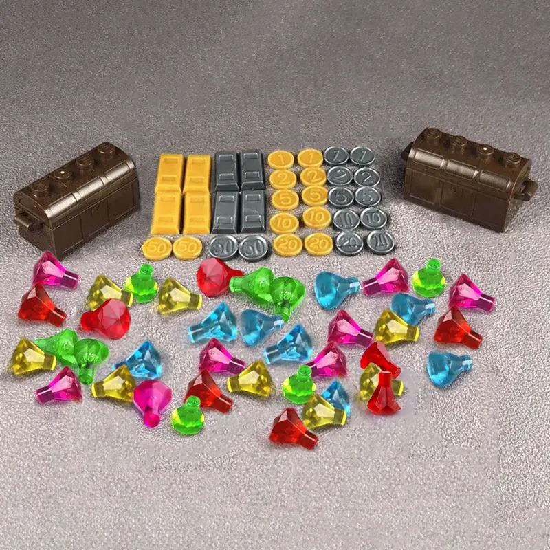 Small Vault Gem Diamonds Gold Silver Cions Boxes Cases Building Blocks MOC Accessories Parts Bricks Model DIY Toys for Children | Игрушки и