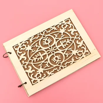

1PC Wedding Guestbook Craft Notebook Hollow-out Guest Sign-in Book Creative Wedding Guestbook Carving Wooden Guest Book for Wedd