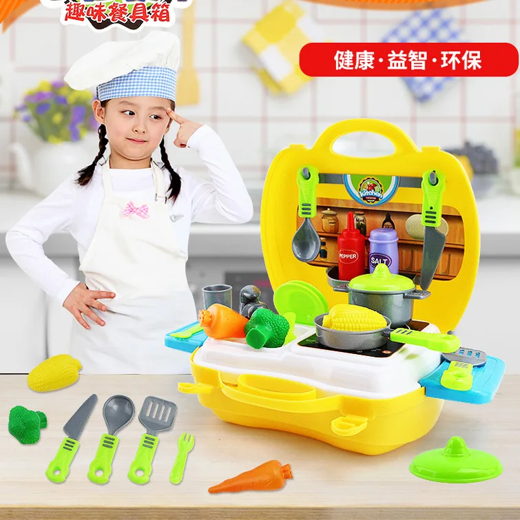 Детский игровой дом Комплект кухонных игрушек BOWA чемодан игровой дом модель Посуда Кухонная игрушка в настоящее время