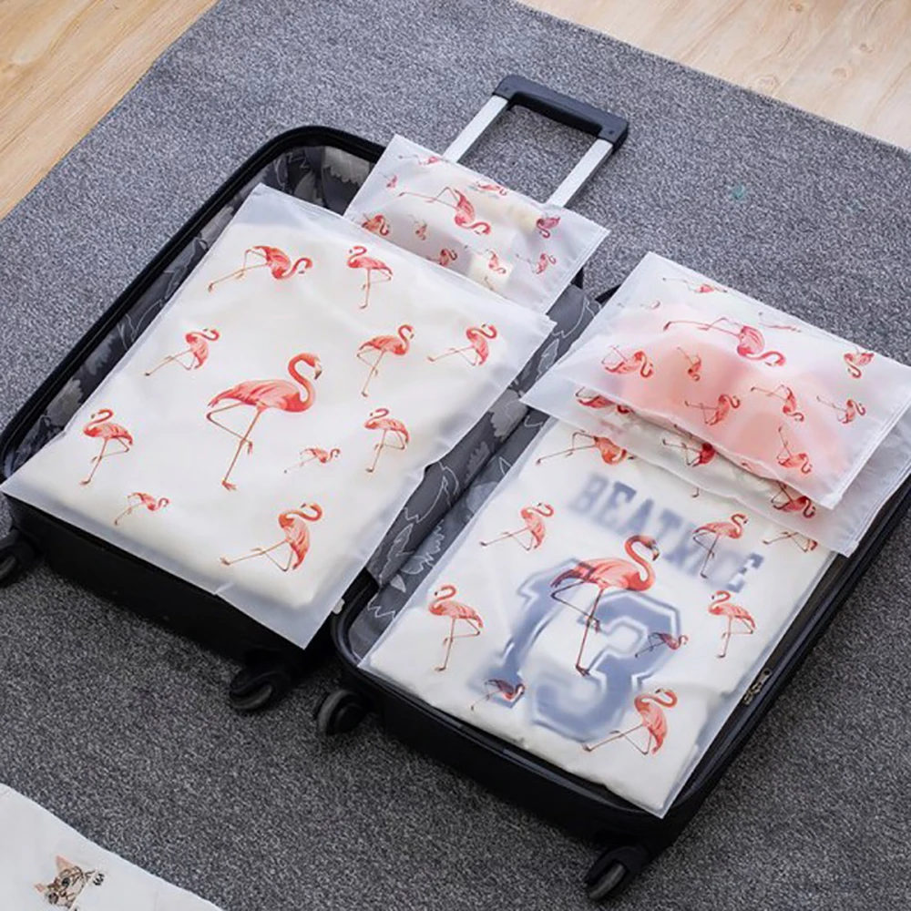 5 шт. сумка для хранения путешествий Фламинго прозрачный косметический пакет шкаф чехол для чемодана пластиковый багаж Органайзер одежда обувь сумка