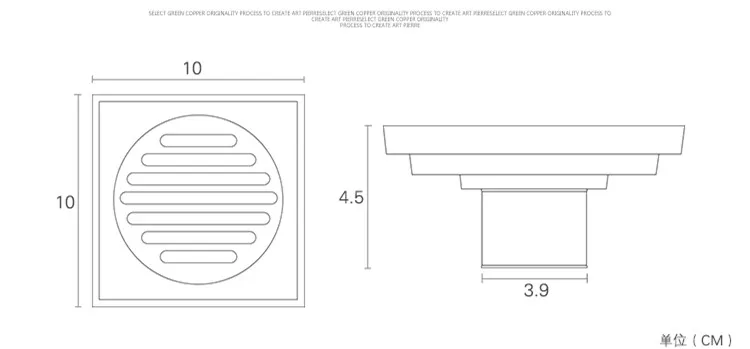 ZGRK-Square Floor Drain para Varanda, Black Brass