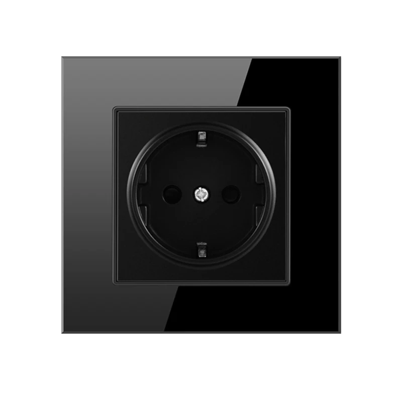

Wall Crystal Glass Panel Power Socket, AC110~250V 16A EU Standard Wall Electrical Plug Power Socket