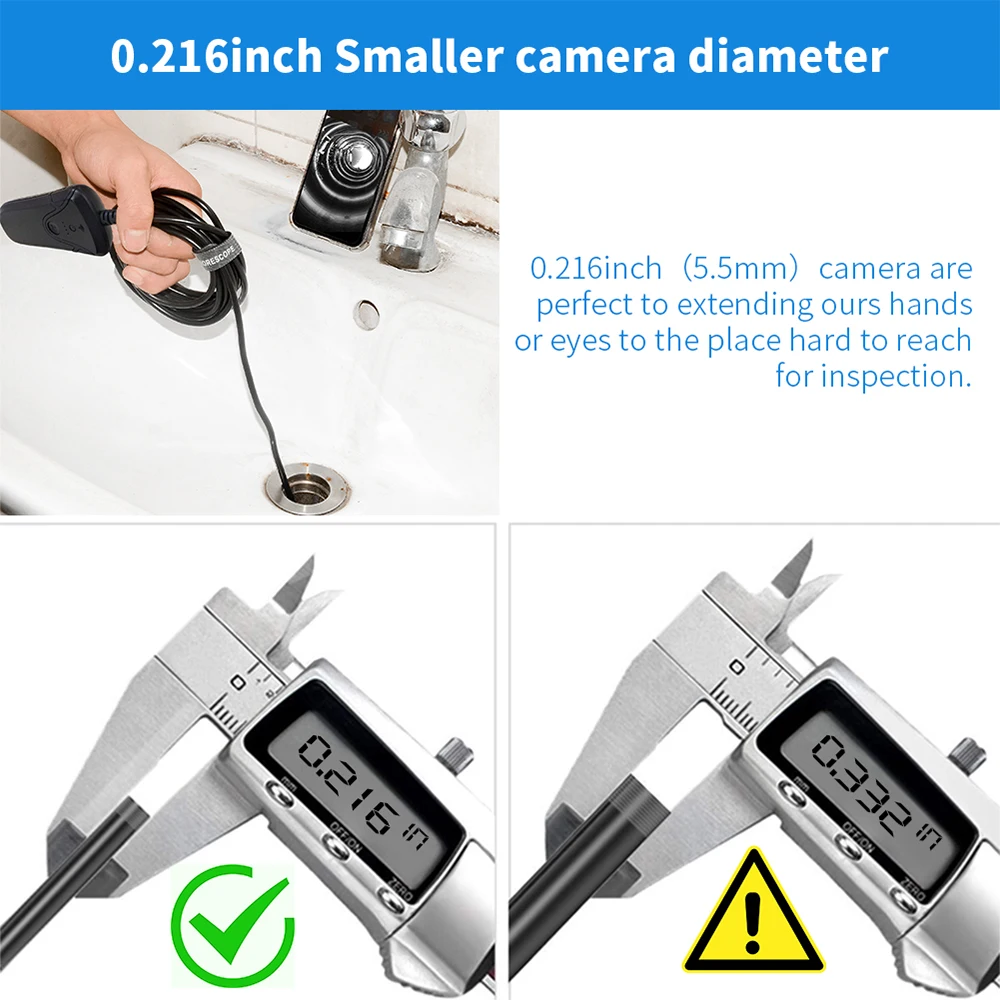 Endoscope Inskam130-5 WiFi Car Maintenance Waterproof USB Endoscope Durable 5.5mm Inspection Photos WiFi Endoscope