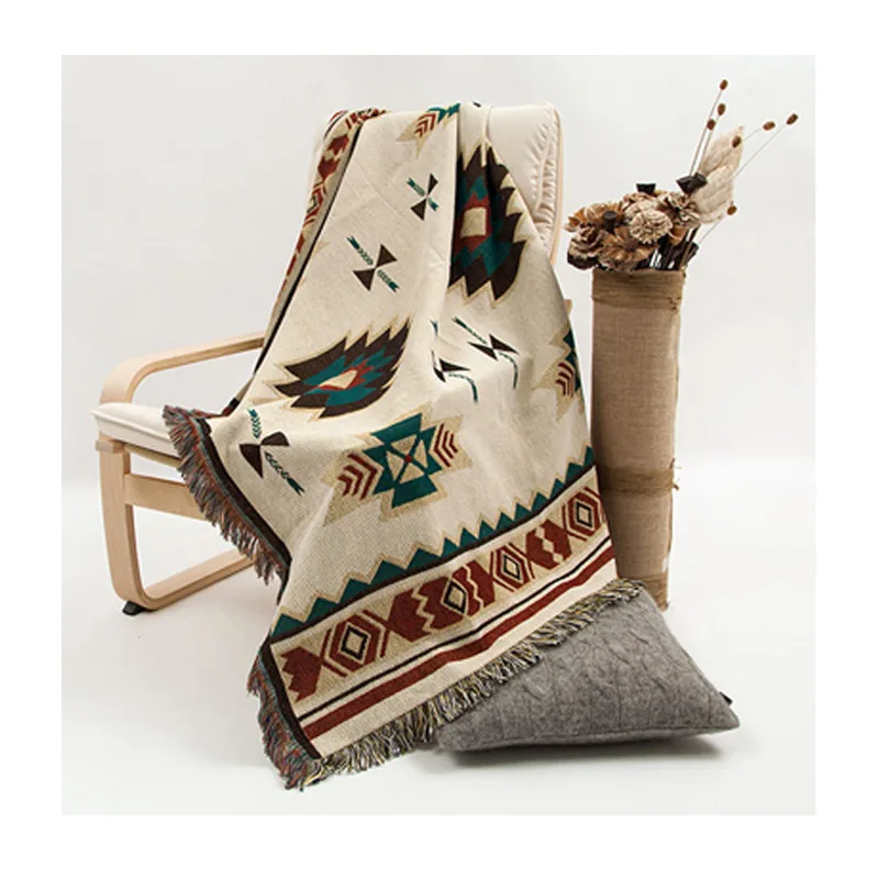 Хлопковое этническое одеяло с геометрическим узором теплый плед спальня ковер Покрывало Скатерть гобелен домашний декоративный подвесное одеяло
